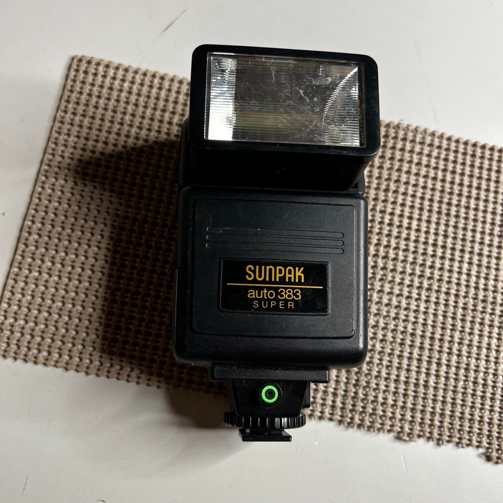 Sunpak Auto 383 Super External Flash Shoe Mount Tilting Swivel Head Black